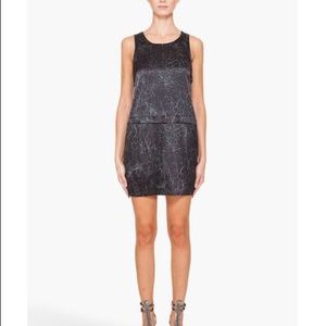 Theory Shaima Black Cracked Leather Shift Dress